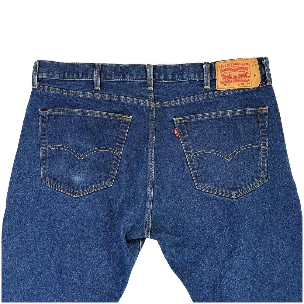 Levi’s 501 Original Fit Jeans Mens 42x30 Dark Wash Button Fly Straight Leg Denim